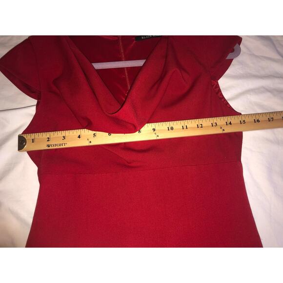 Red Drape Dress Size 2 Gretchen Cowl Neck Black Halo Sheath Classic Sophisticate - Picture 4 of 10